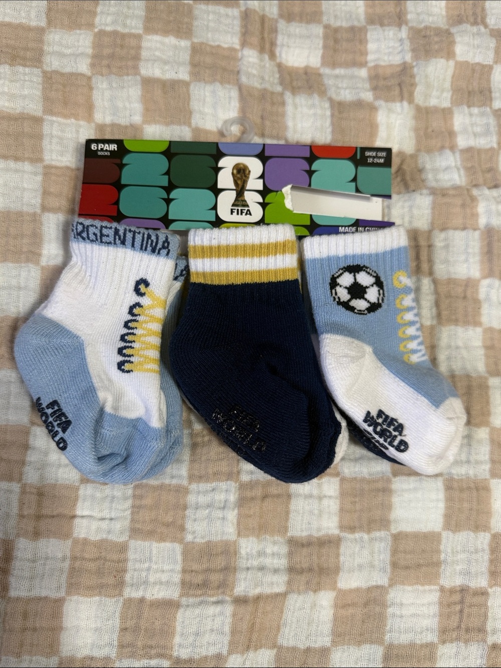 Kids 3-Pack Soccer Crew Socks - Light Blue, White & Navy